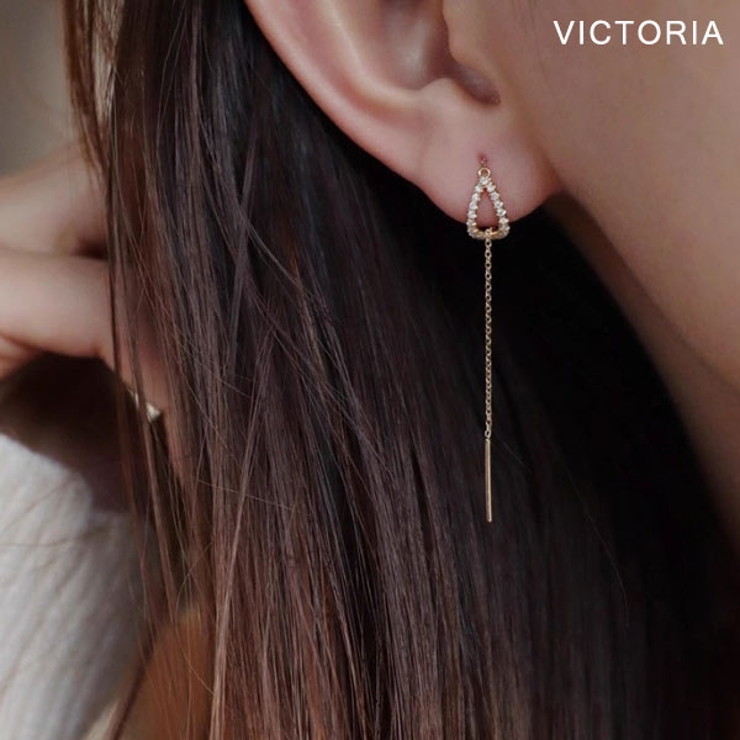 チェーン＆ドロップピアス  シンプル きれいめ | VICTORIA | 詳細画像2 