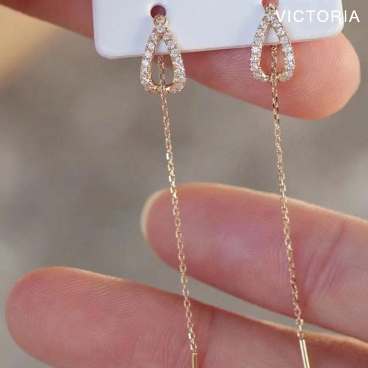 チェーン＆ドロップピアス  シンプル きれいめ | VICTORIA | 詳細画像9 