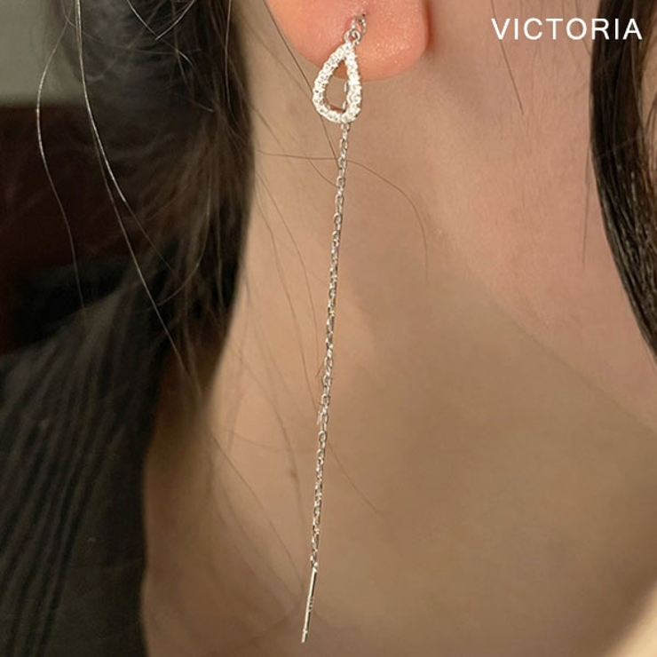 チェーン＆ドロップピアス  シンプル きれいめ | VICTORIA | 詳細画像5 