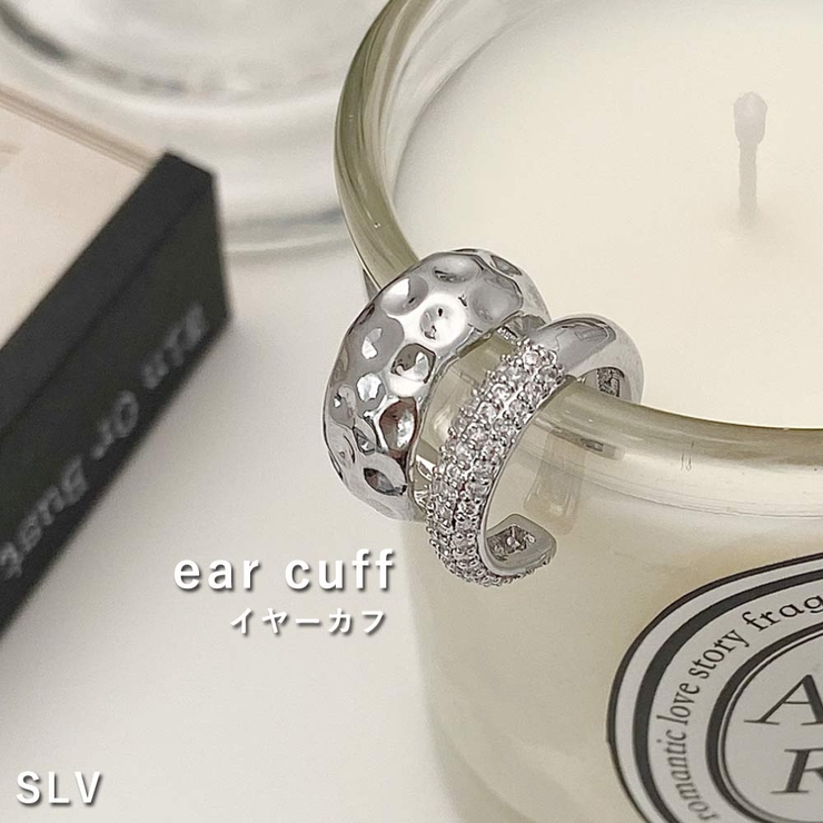 SLV | 2連風ビジューイヤーカフ ピアス穴不要 ダブルライン | VICTORIA