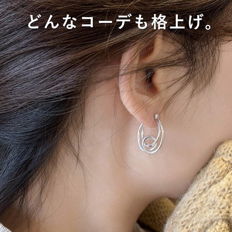 韓国デザイン ダブルライン変形フープピアス レディース | VICTORIA | 詳細画像2 