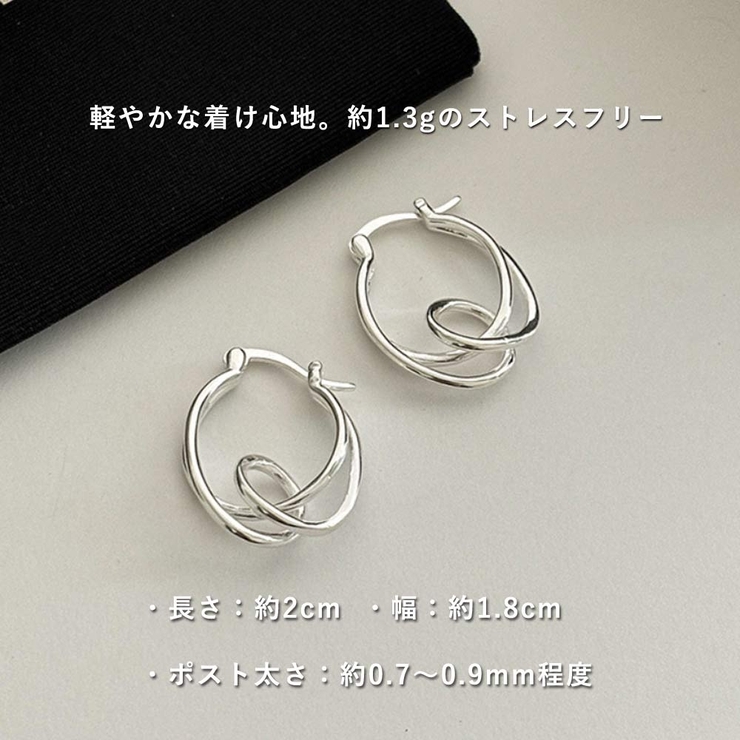 韓国デザイン ダブルライン変形フープピアス レディース | VICTORIA | 詳細画像4 