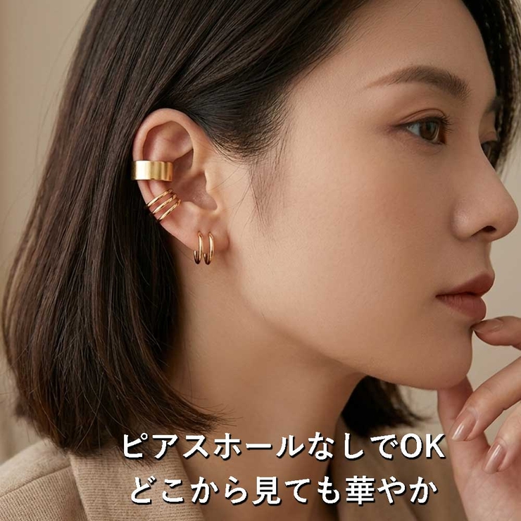 ロングチェーン2連ラインストーンイヤーカフ 韓国ファッション イヤーカフ | VICTORIA | 詳細画像3 