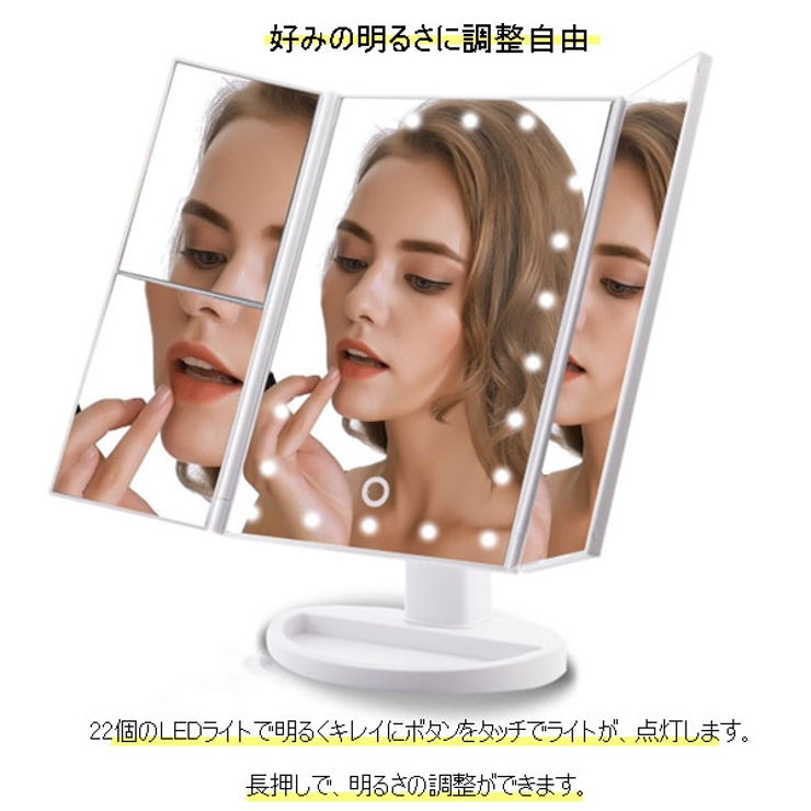 ZUNGGWOK LED化粧ミラー 化粧鏡 メイクミラー 折立鏡 卓上女優ミラー