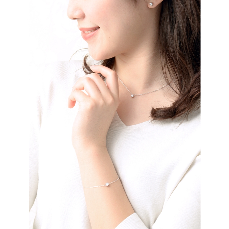 ゴールド | 一粒キュービックジルコニアブレスレット/シンプル B4011 | VINGTAINE