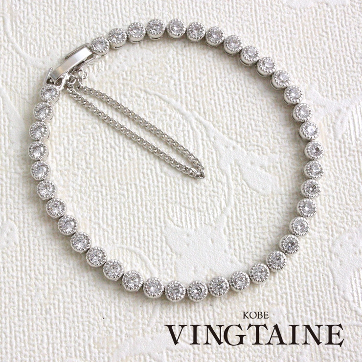 キュービックジルコニアラインテニスブレス ブライダル パーティーアクセサリー | VINGTAINE | 詳細画像1 