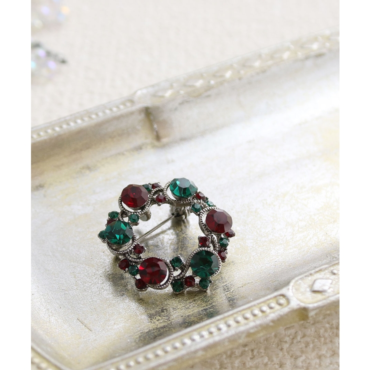 X masカラー クリスマスリースブローチ（S) | VINGTAINE | 詳細画像5 