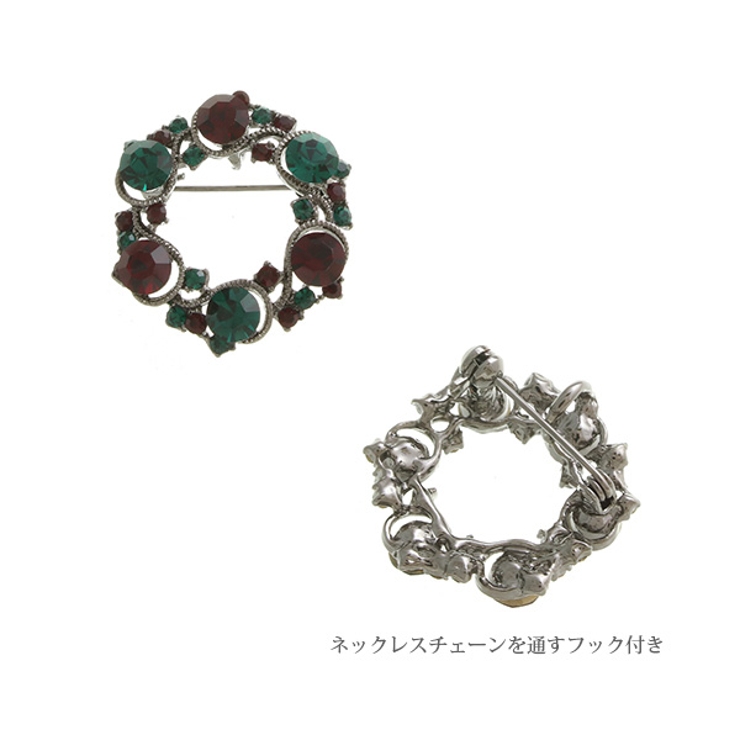 X masカラー クリスマスリースブローチ（S) | VINGTAINE | 詳細画像7 
