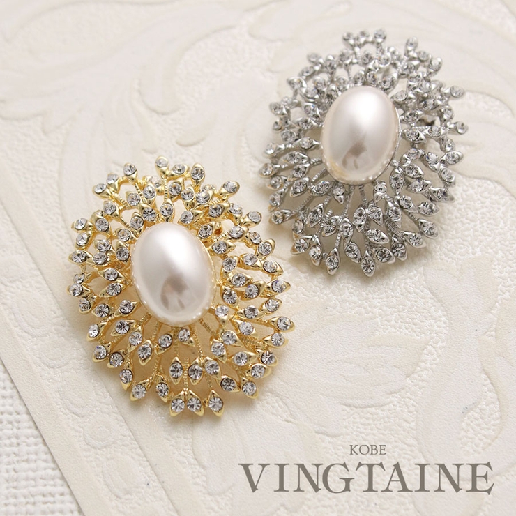 オーバルビジューパールブローチ 華やか 可愛い | VINGTAINE | 詳細画像1 