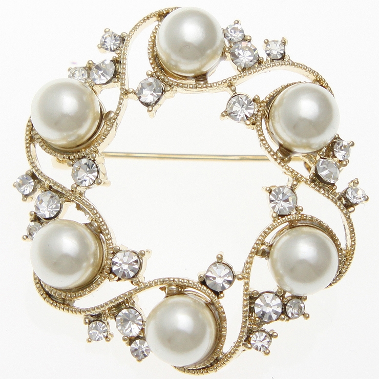 ラウンド型パールブローチ ラインストーンBR 26 | VINGTAINE | 詳細画像2 