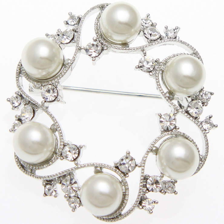 ラウンド型パールブローチ ラインストーンBR 26 | VINGTAINE | 詳細画像4 