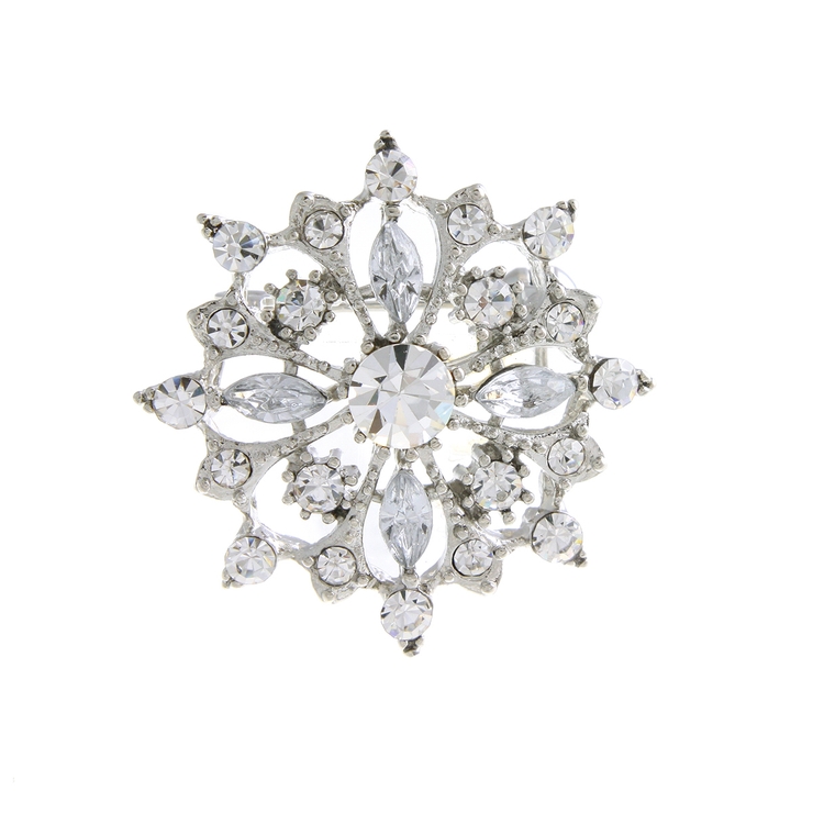 シルバー | スノークリスタルビジューミニブローチ/ラインストーン BR-47 | VINGTAINE
