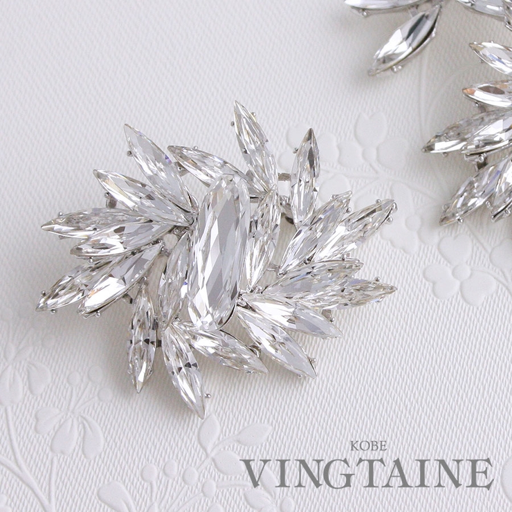 ブローチ リーフデザイン カットクリスタル | VINGTAINE | 詳細画像1 