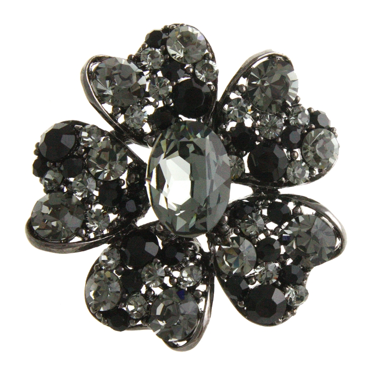 ブラックダイアモンド | ブローチ フラワー 花 | VINGTAINE