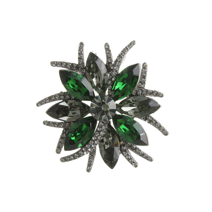 グリーン系 | ブローチ クリスタル フラワー | VINGTAINE