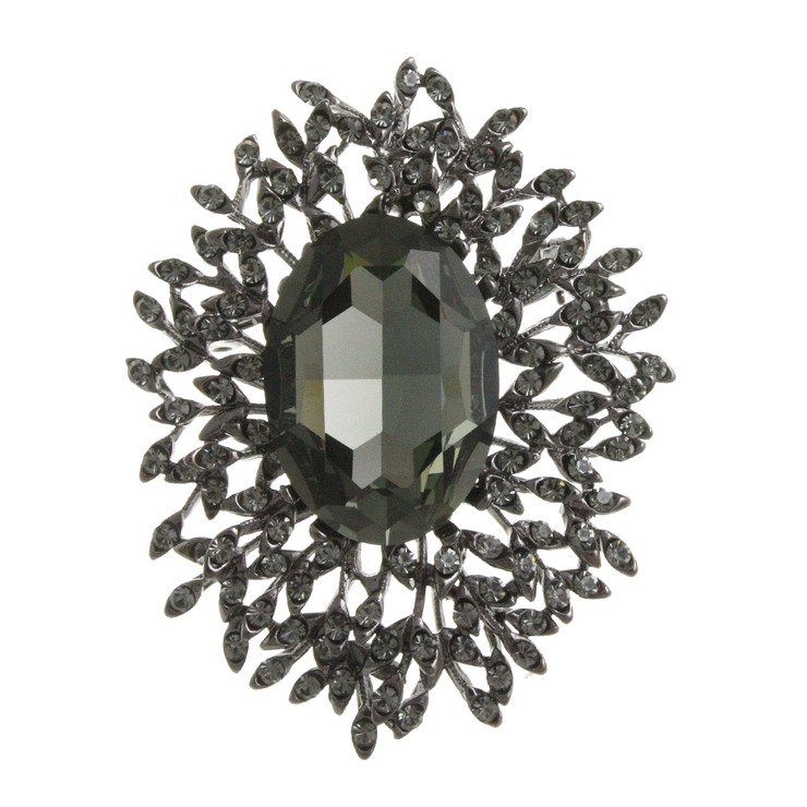 ブラックダイアモンド | ブローチ オーバル クリスタル | VINGTAINE