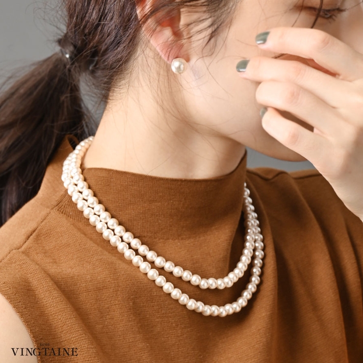 2連パールネックレス c14-28  | VINGTAINE | 詳細画像1 
