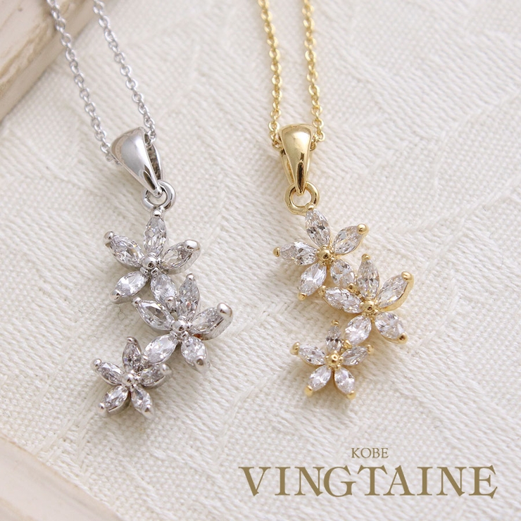 トリプルフラワーネックレス スライド式アジャスター スライドチェーン | VINGTAINE | 詳細画像1 