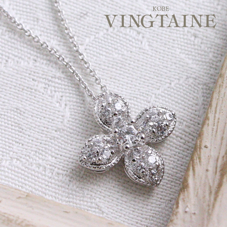 エレガントフラワーネックレス キュービックジルコニア スライド式アジャスター | VINGTAINE | 詳細画像1 
