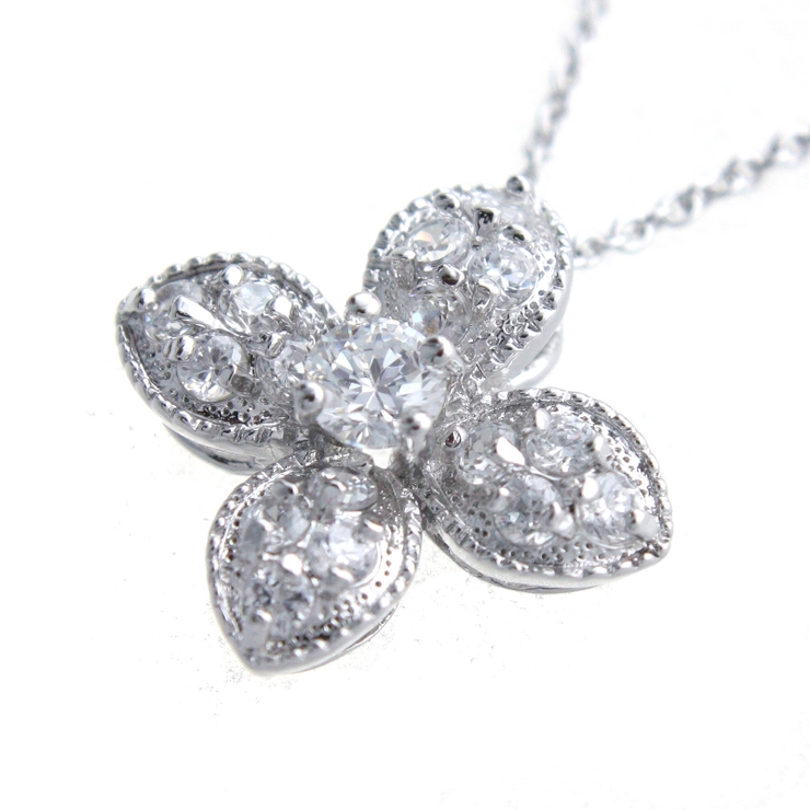 エレガントフラワーネックレス キュービックジルコニア スライド式アジャスター | VINGTAINE | 詳細画像2 