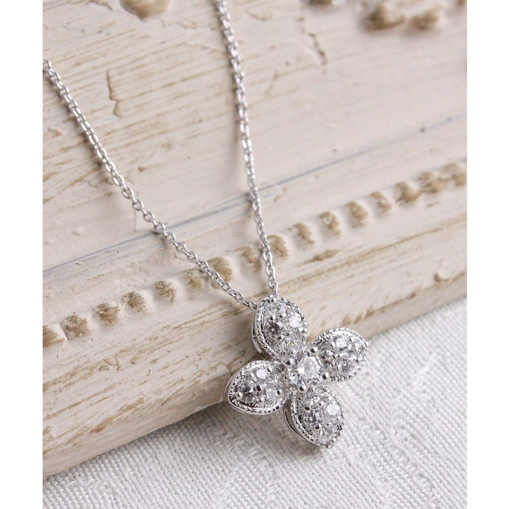 エレガントフラワーネックレス キュービックジルコニア スライド式アジャスター | VINGTAINE | 詳細画像6 