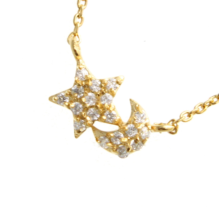 キュービックジルコニアムーン＆スターネックレス 月 星 | VINGTAINE | 詳細画像2 