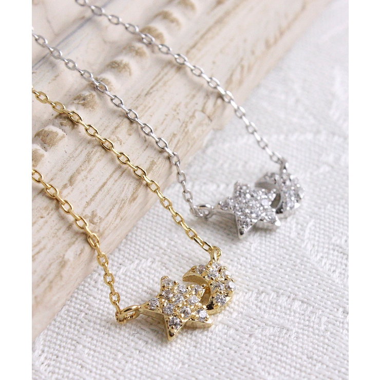 キュービックジルコニアムーン＆スターネックレス 月 星 | VINGTAINE | 詳細画像6 