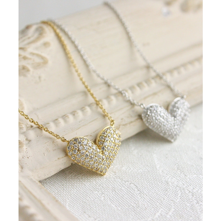 パヴェハートネックレス キュービックジルコニア スライド式アジャスター | VINGTAINE | 詳細画像8 