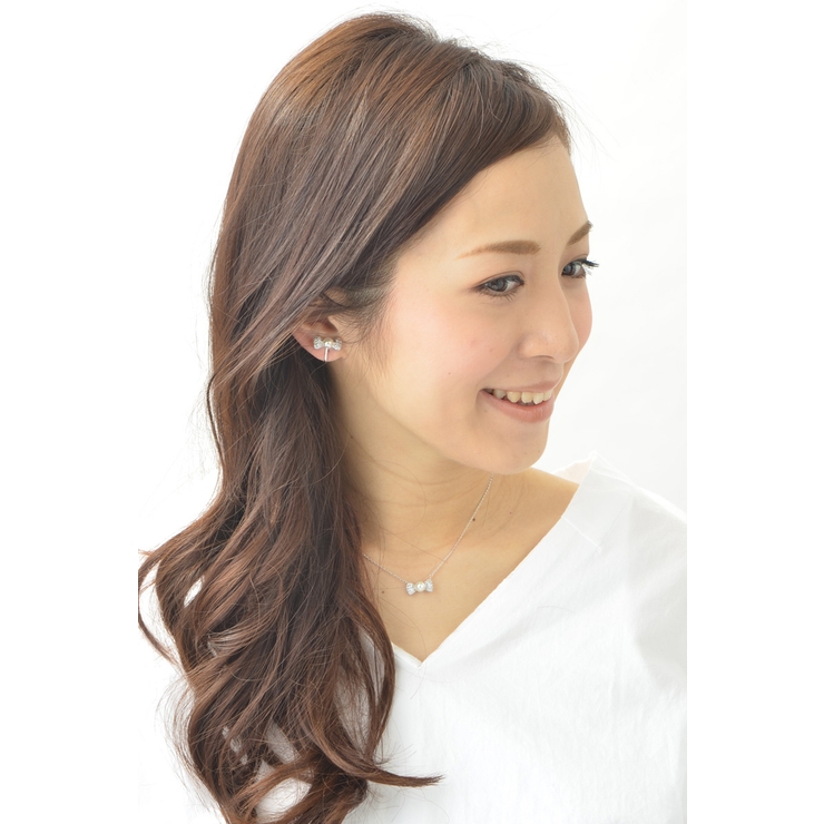 一粒パール&times;パヴェリボンネックレス キュービックジルコニア スライド… | VINGTAINE | 詳細画像8 