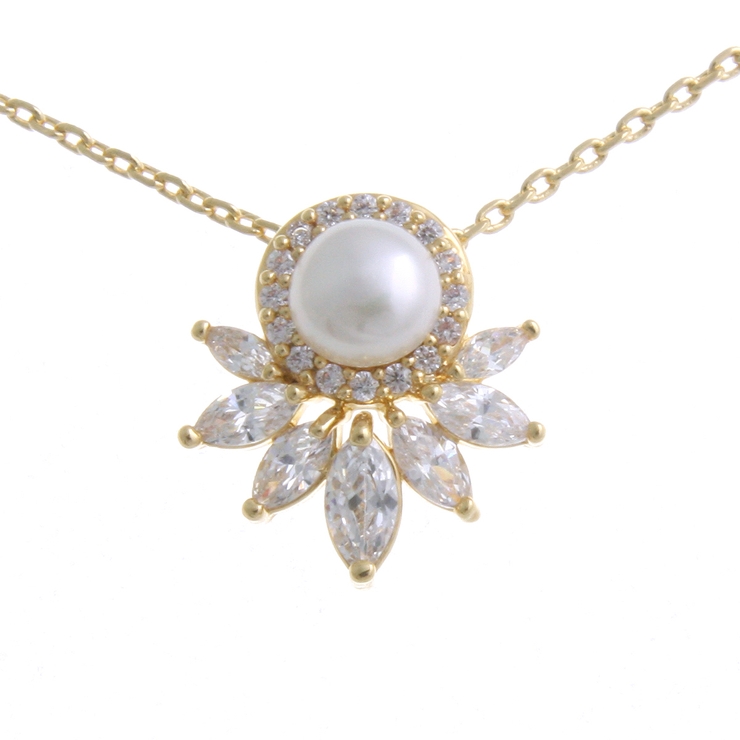 淡水パール×キュービックジルコニアデザインネックレス スライド式アジャスター ス… | VINGTAINE | 詳細画像2 