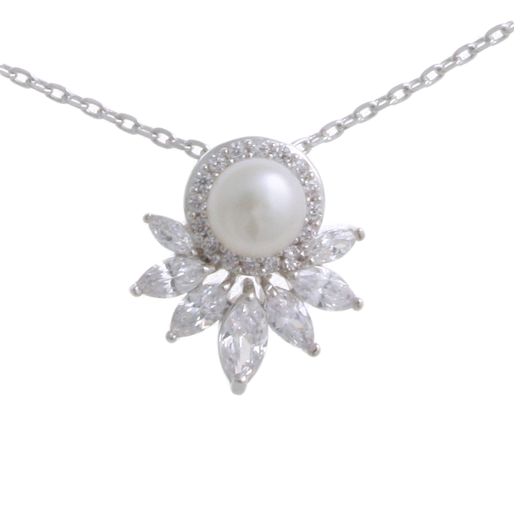 淡水パール×キュービックジルコニアデザインネックレス スライド式アジャスター ス… | VINGTAINE | 詳細画像3 