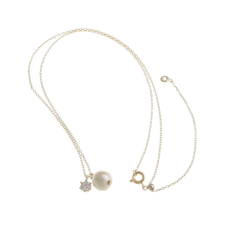 キュービックジルコニア×コットンパールネックレス/シンプル/CZ C3111 | VINGTAINE | 詳細画像2 