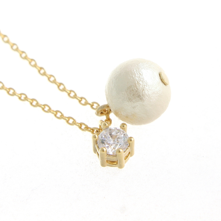 キュービックジルコニア×コットンパールネックレス/シンプル/CZ C3111 | VINGTAINE | 詳細画像3 