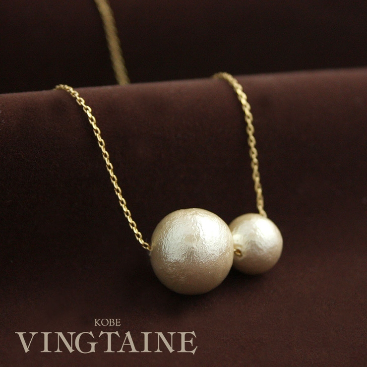 ダブルコットンパールネックレス（M）/シンプル C3130 | VINGTAINE | 詳細画像1 