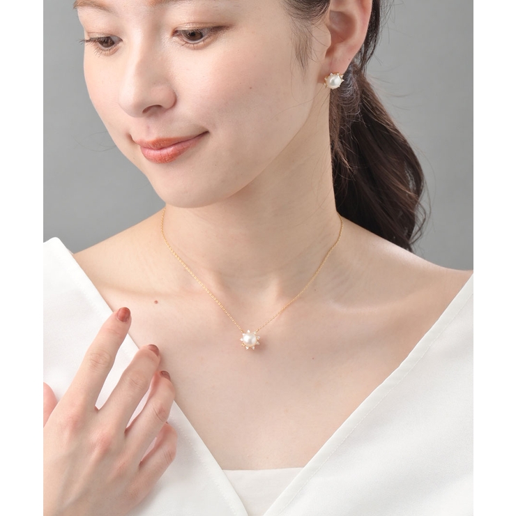 一粒淡水パール×キュービックジルコニアネックレス シンプル 結婚式 | VINGTAINE | 詳細画像2 