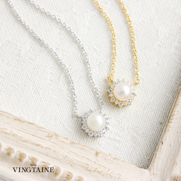 一粒淡水パールラウンドネックレス ショートネックレス シンプル | VINGTAINE | 詳細画像1 