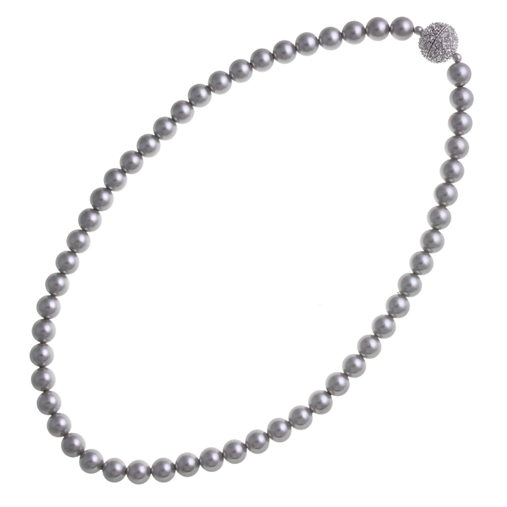 パールグレー | パール×パヴェボールネックレス(8mm) エレガント シンプル | VINGTAINE