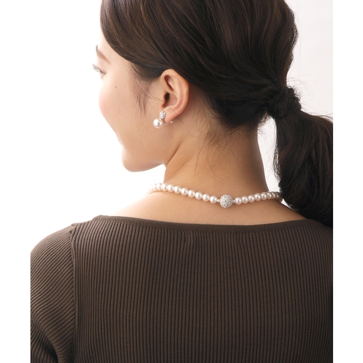 パール×パヴェボールネックレス(8mm) エレガント シンプル | VINGTAINE | 詳細画像5 