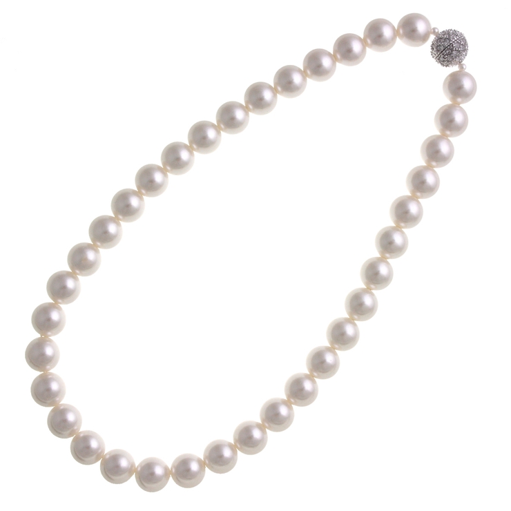 パールホワイト | パール×パヴェボールネックレス(12mm) エレガント シンプル | VINGTAINE