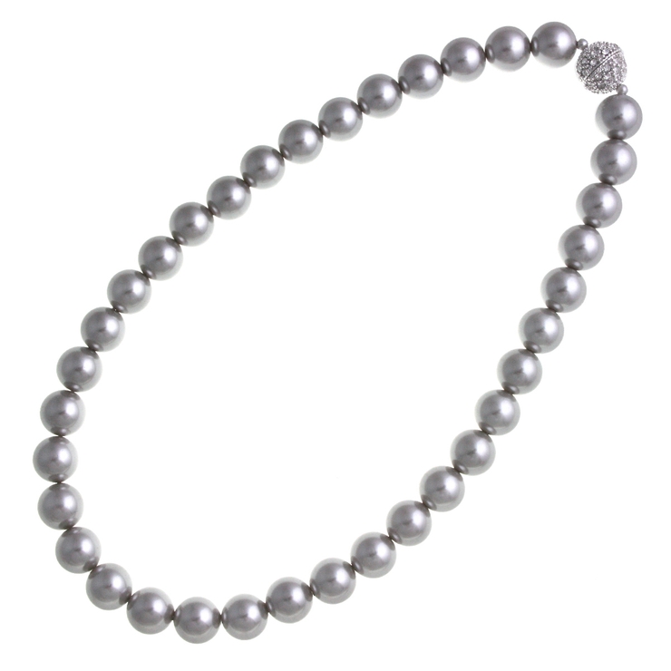 パールグレー | パール×パヴェボールネックレス(12mm) エレガント シンプル | VINGTAINE