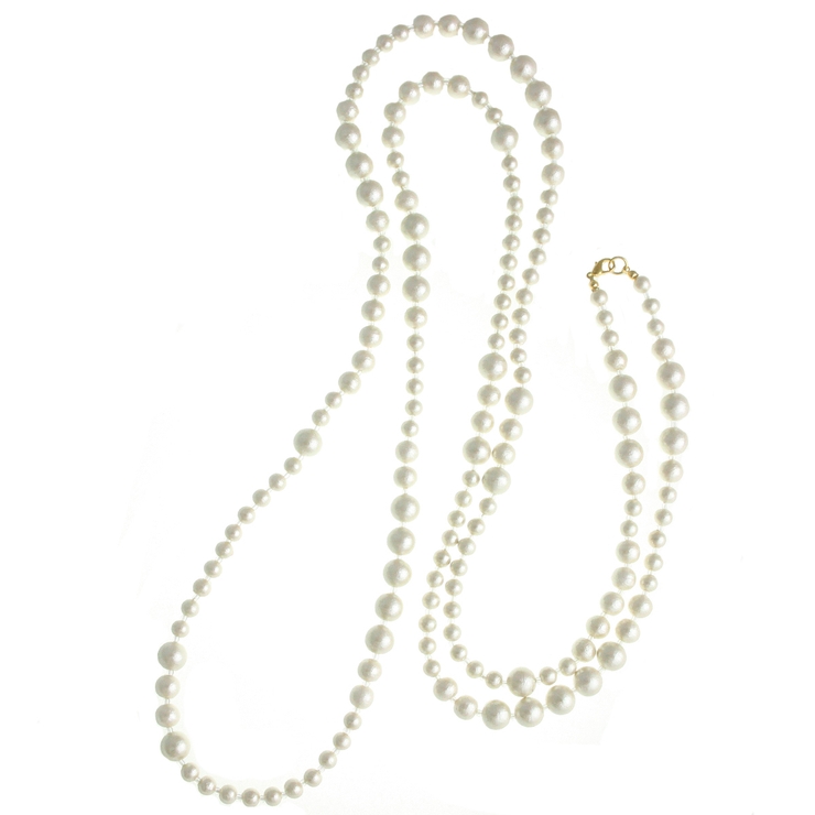 ワンカラー | ランダムコットンパールロングネックレス シンプル アレンジ自在 | VINGTAINE