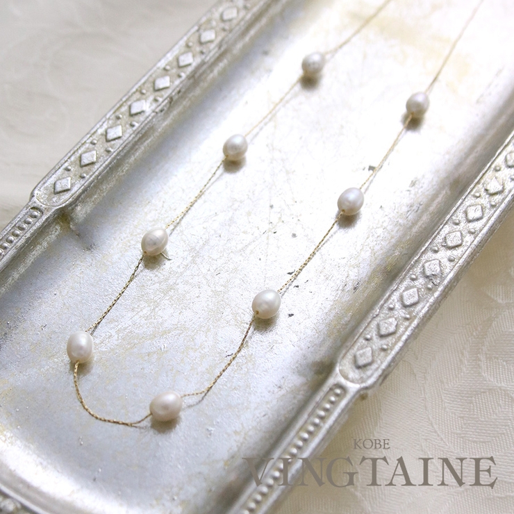 淡水パールショートネックレス スライド式アジャスター スライドチェーン | VINGTAINE | 詳細画像1 