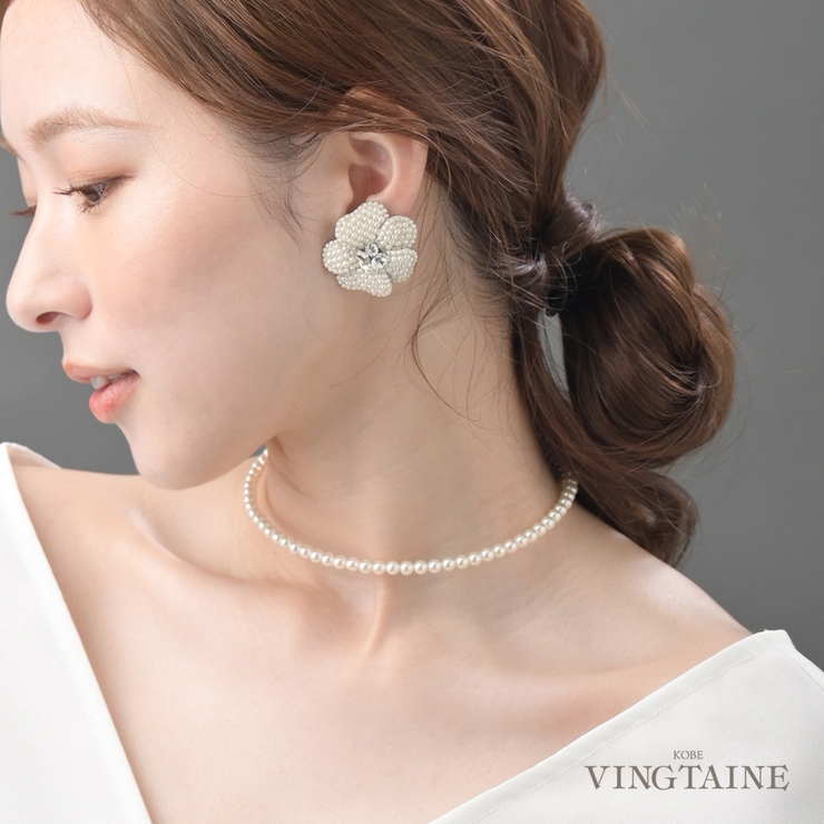 パールワイヤーチョーカー ネックレス 簡単着脱 | VINGTAINE | 詳細画像1 