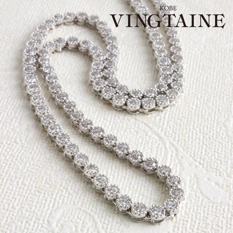 キュービックジルコニアラインネックレス ブライダル パーティーアクセサリー | VINGTAINE | 詳細画像1 