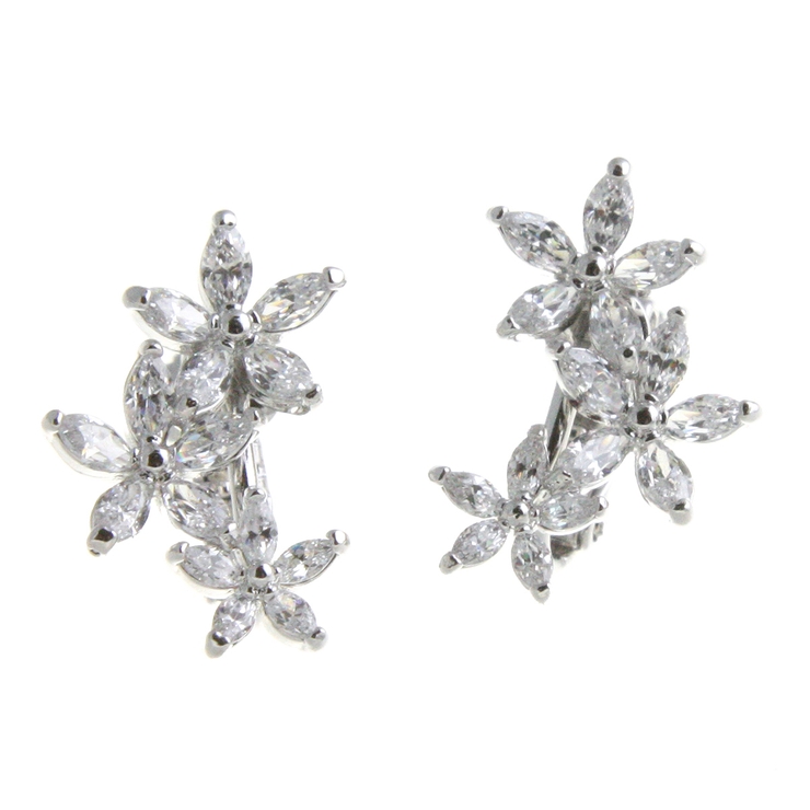 トリプルフラワーイヤリング キュービックジルコニア お花E2 | VINGTAINE | 詳細画像3 