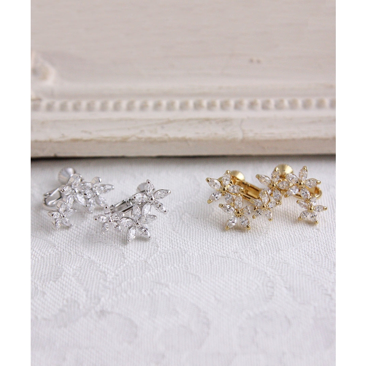 トリプルフラワーイヤリング キュービックジルコニア お花E2 | VINGTAINE | 詳細画像8 