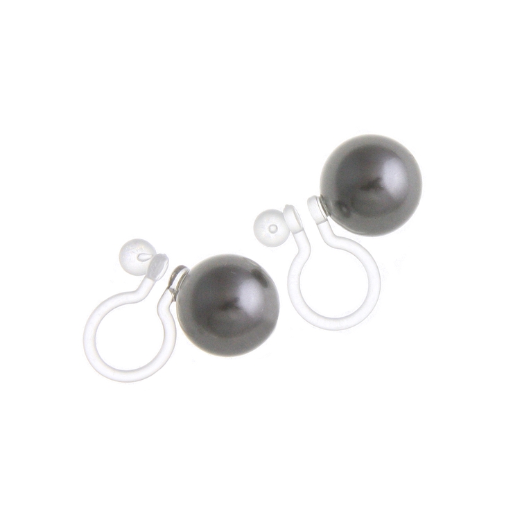 グレー | クリスタルパールノンホールピアス(8mm) ピアスみたいなイヤリング シンプル | VINGTAINE