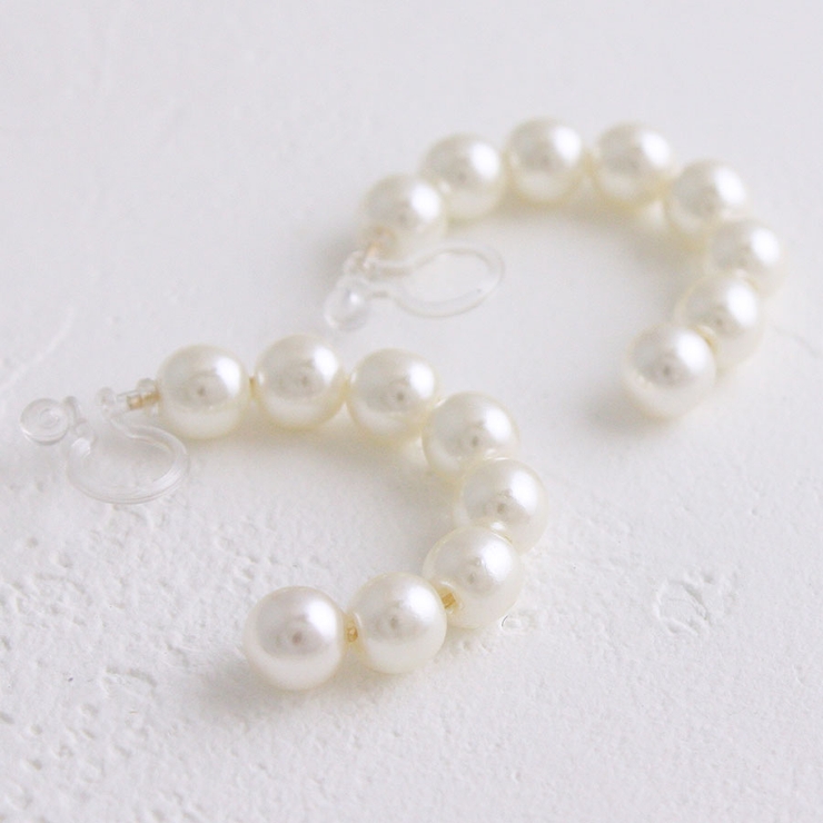 パールハーフフープノンホールピアス ピアスみたいなイヤリング シンプル | VINGTAINE | 詳細画像4 