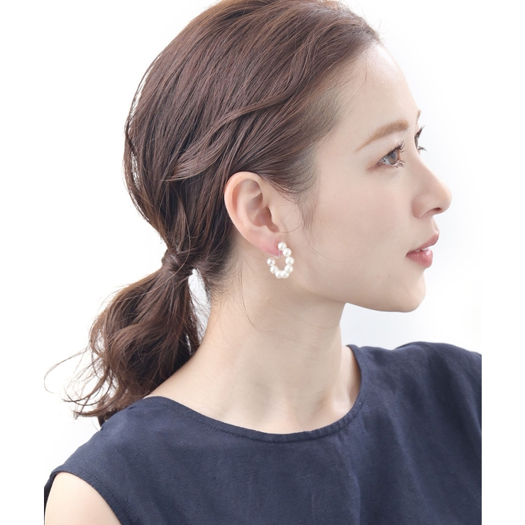 パールハーフフープノンホールピアス ピアスみたいなイヤリング シンプル | VINGTAINE | 詳細画像6 