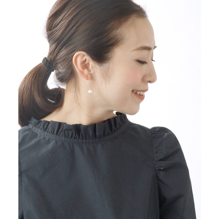 パール付きロングスティックノンホールピアス 樹脂製イヤリング シンプル | VINGTAINE | 詳細画像4 